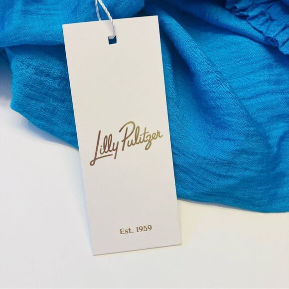 Lilly Pulitzer Caralisa Flutter Sleeve Top‎ Square Neck Size S Tangier Teal NEW - Picture 8 of 11